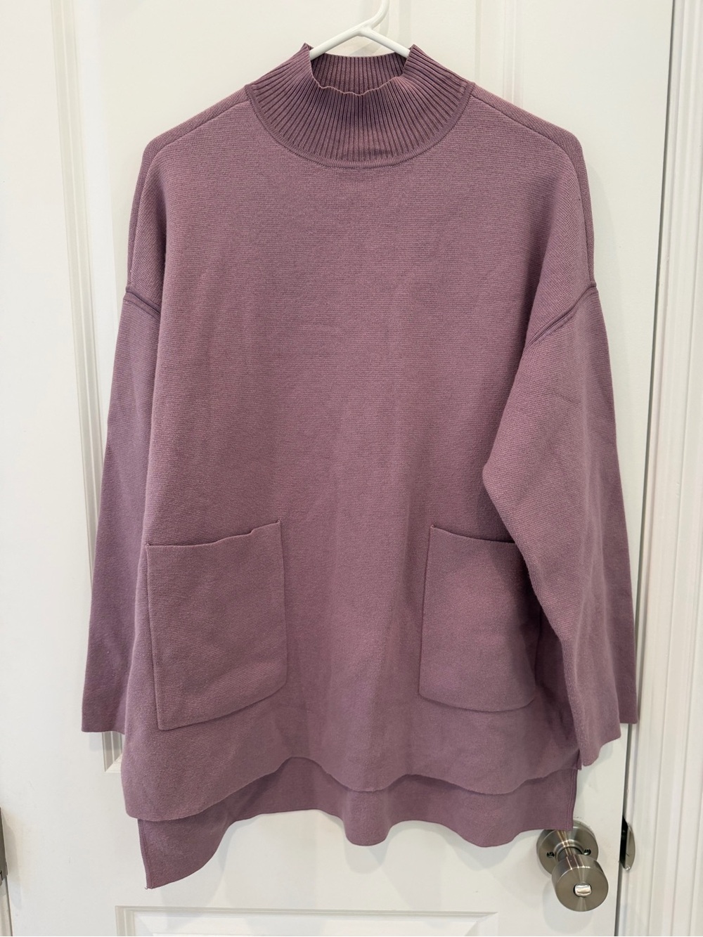 Chico Dusty Mauve Mock Neck Pocket Sweater